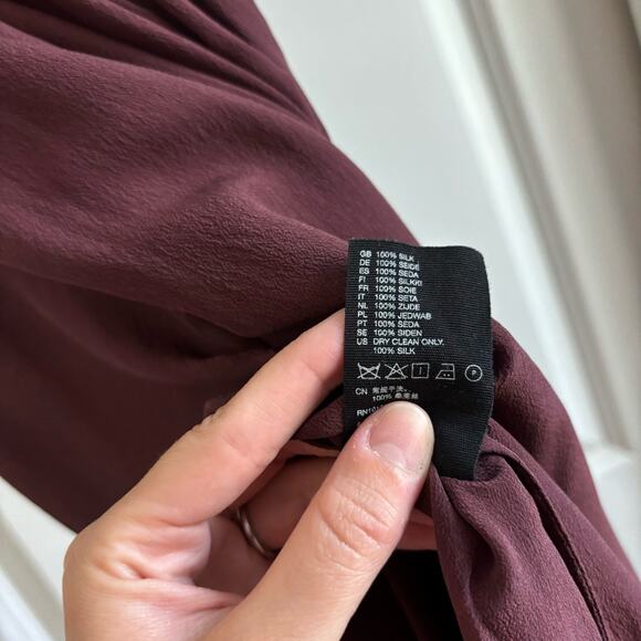 & Other Stories 100% Silk Burgandy Maxi Dress Sz 8 Wedding Guest Formal - Picture 8 of 12